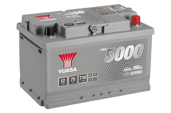 Imagine pentru produsul „ACUMULATOR YUASA 5000 SILVER 12V 75AH 710A 278X175X175 +DR"