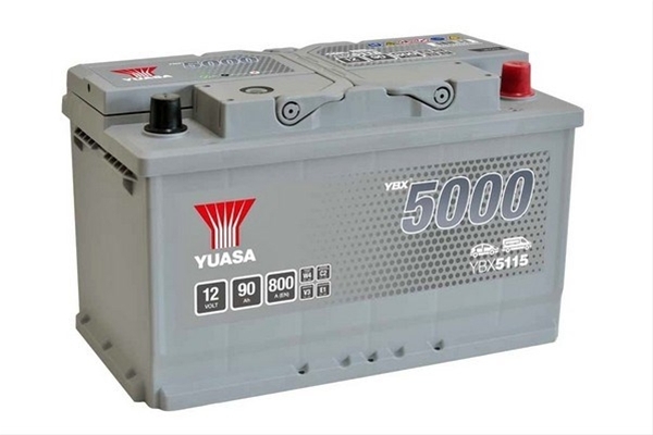 Imagine pentru produsul „ACUMULATOR YUASA 5000 SILVER 12V 90AH 800A 315X175X190 +DR"