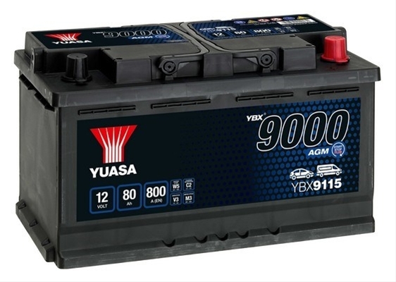 Imagine pentru produsul „ACUMULATOR YUASA 9000 AGM 12V 80AH 800A 317X175X190 +DR"