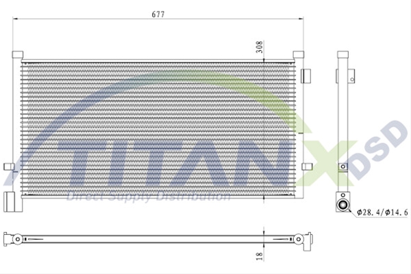 Imagine pentru produsul „CONDENSATOR A/C VOLVO FH12-FH16 SHORT PAD TITAN-X"
